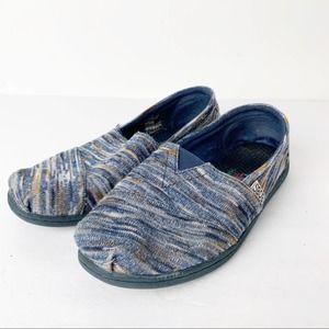BOBS Skechers Blue Slide On Fabric Flats SZ 6